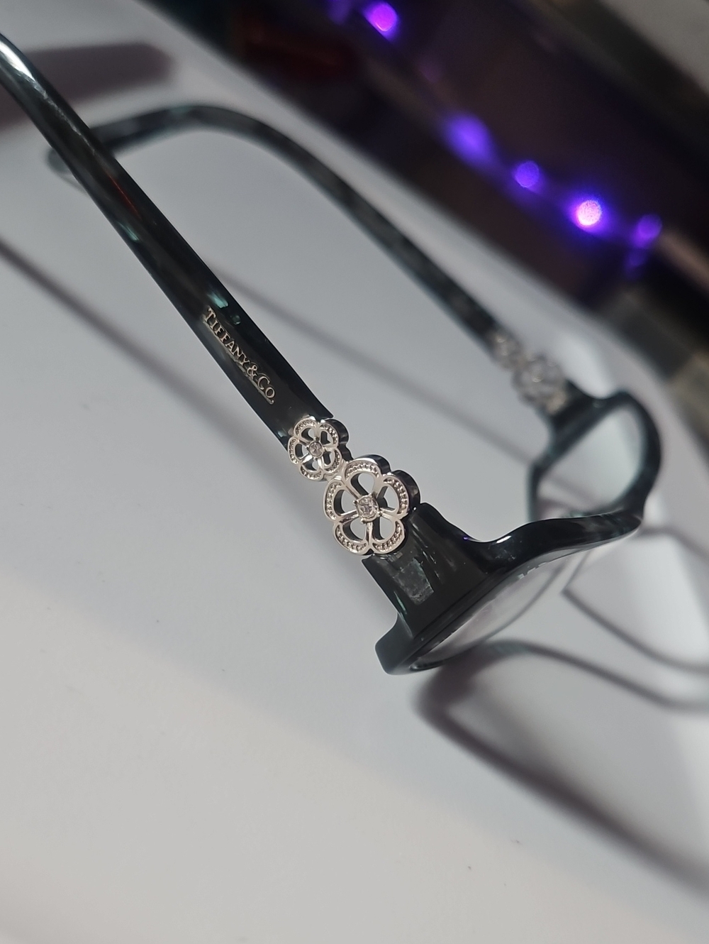 Tiffany & Co. Black Women's Eyeglass Frames with Floral Metal Accents